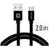 Swissten Textile USB / micro USB 2,0 m černý