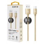 Aligator datový kabel PREMIUM 2A, USB-C zlatý