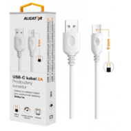 Aligator datový kabel , USB-C, 2A, 1m, konektor 9mm, bílý