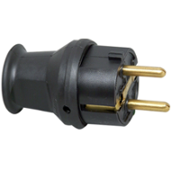 Vidlice gumová černá 16A/230V, DIN/ČSN krátká