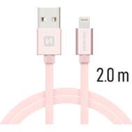 Swissten Textile USB / Lightning 2,0 m růžovo/zlatý
