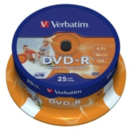 Verbatim DVD-R 4,7GB 16x Printable spindl 25 ks