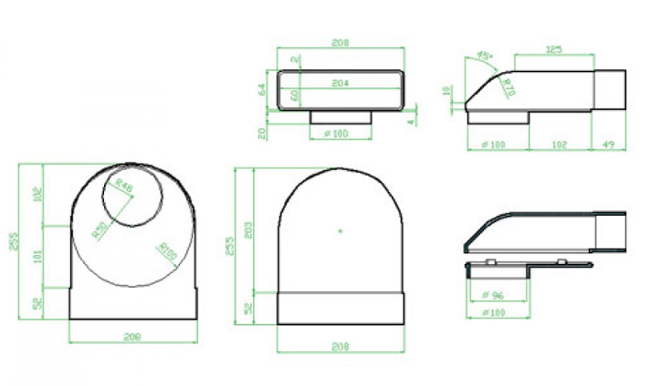 Faber přechodové koleno 90st.s reg. 87.441