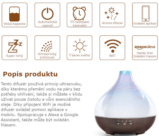 Hütermann A16 smart aroma difuzer 300ml tmavý