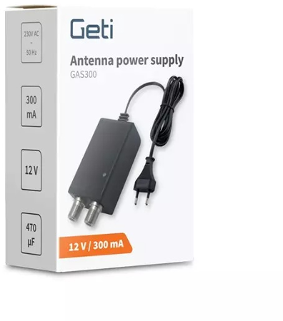 Anténní zdroj 12V/300mA GETI GAS300 s výhybkou