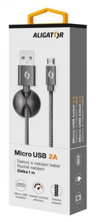 Aligator datový kabel PREMIUM 2A, Micro USB černý
