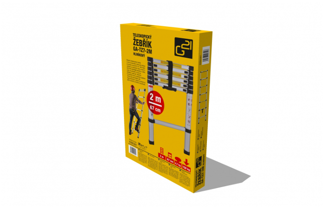 G21 Teleskopický žebřík GA- TZ7- 2M, hliníkový