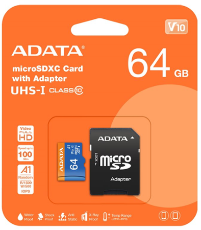 ADATA microSDXC 64 GB UHS-I U1 AUSDX64GUICL10A1-RA1