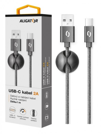 Aligator datový kabel PREMIUM 2A, USB-C černý