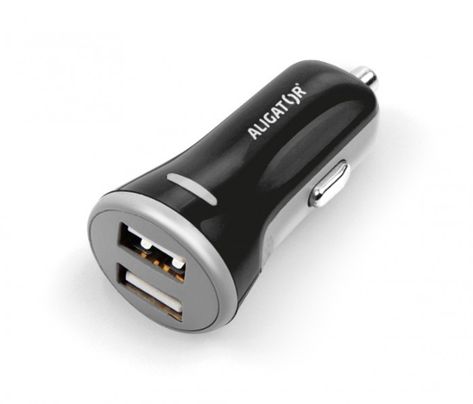 ALIGATOR USB-C 2xUSB výstup, 3.4A, smart IC, černá