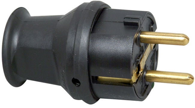 Vidlice gumová černá 16A/230V, DIN/ČSN krátká