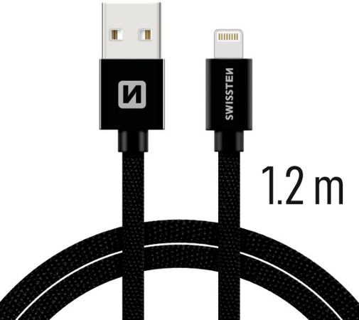 Swissten Textile USB / Lightning 1,2 m černý