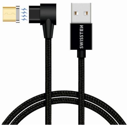 Swissten Arcade kabel magnetický textilní USB/Mikro 1,2m černý