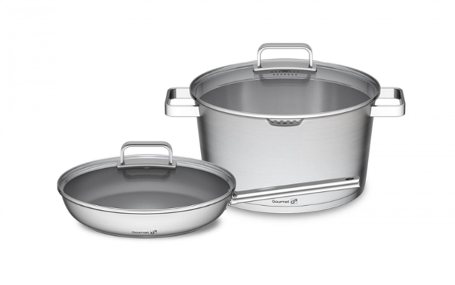 G21 Gourmet Magic s cedníkem, 4 díly, nerez