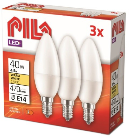 PILA LED 40W B35 E14 WW FR ND 3CT/6 8727900972252