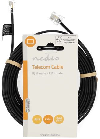 Nedis TCGL90200BK50 RJ11 5m black