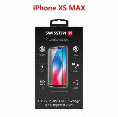 Swissten Ultra Durable 3D Full Glue Apple Iphone XS MAX černé