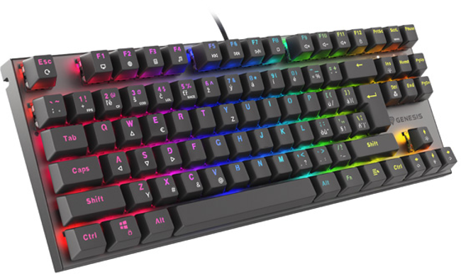 Genesis herní mechanická klávesnice THOR 303/TKL/RGB/Outemu Red/Drátová USB/CZ-SK layout/Černá
