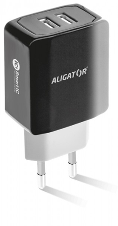 Aligator 3.4A, 2xUSB, smart IC, černá