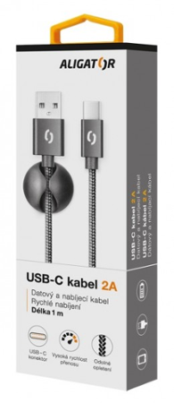 Aligator datový kabel PREMIUM 2A, USB-C černý