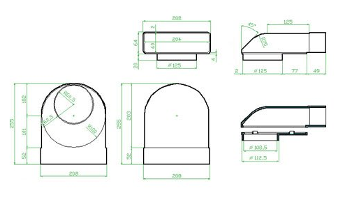 Faber Přechodové koleno 90° s reg. 87.541