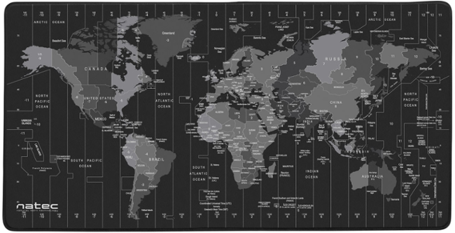 Maxi podložka pod myš Natec Time Zone Map, 40x80cm