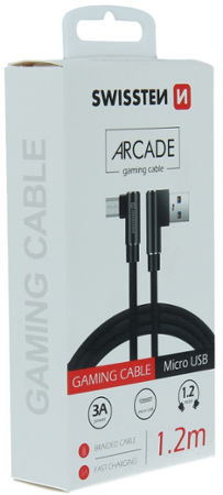Swissten Arcade USB / micro USB 1,2 m černý
