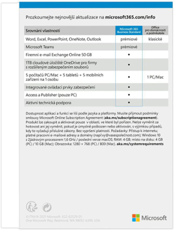 Microsoft 365 Business Standard CZ (BOX) KLQ-00643
