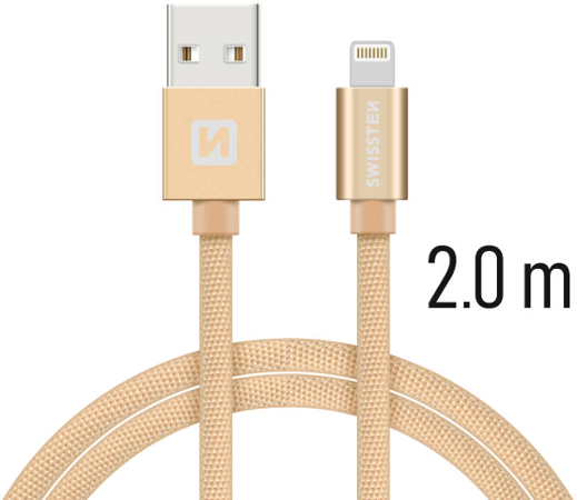 Swissten Textile USB / Lightning 2,0 m zlatý