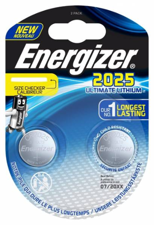 Knoflíková baterie CR2025 Energizer Ultimate 3V 170mAh 2ks