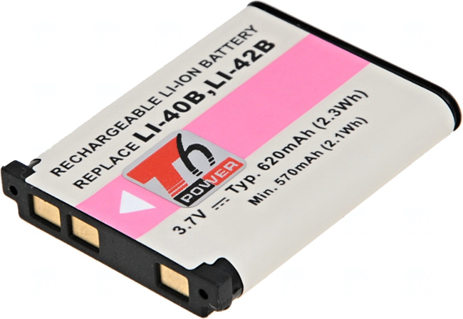 T6 power Olympus Li-40B, Li-42B, D-Li63, 620mAh