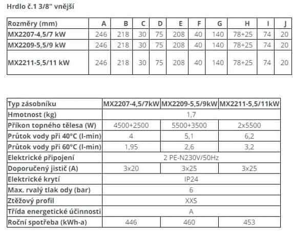 Dražice MX 2209 5,5kW/9kW 105213311