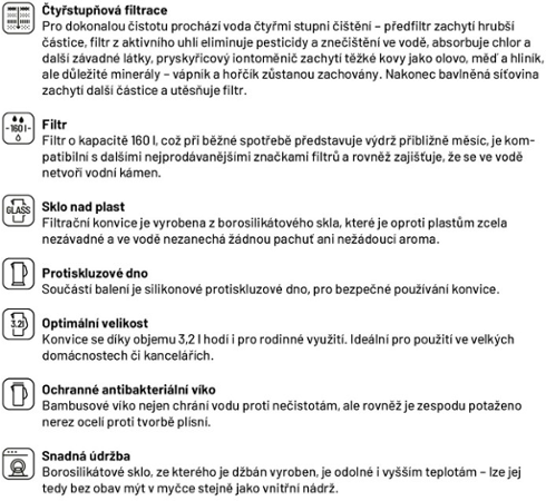 Lauben Glass Water Filter Jug 32GW