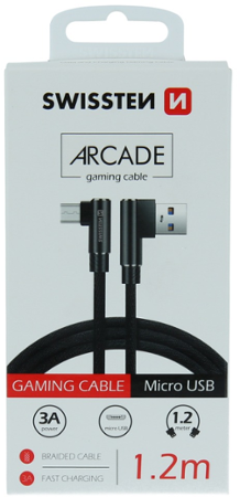 Swissten Arcade USB / micro USB 1,2 m černý