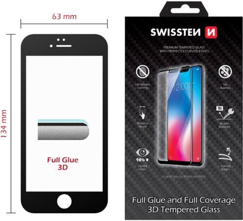 Sklo Swissten Ultra Durable 3D Full Glue Apple Iphone 6/6S černé