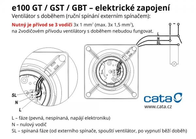 CATA e100 GT sklo časovač bílý