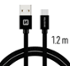 Swissten Textile USB / USB-C 1,2 m černý