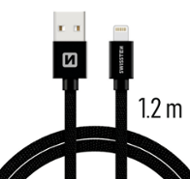 Swissten Textile USB / Lightning 1,2 m černý