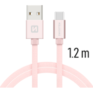Swissten Textile USB / USB-C 1,2 m růžovo/zlatý