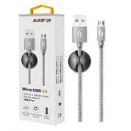 Aligator datový kabel PREMIUM 2A, Micro USB šedý