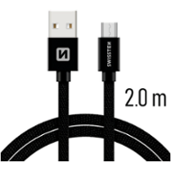 Swissten Textile USB / micro USB 2,0 m černý