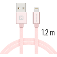 Swissten Textile USB / Lightning 1,2 m růžovo/zlatý