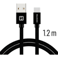 Swissten Textile USB / USB-C 1,2 m černý