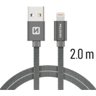 Swissten Textile USB / Lightning 2,0 m šedý